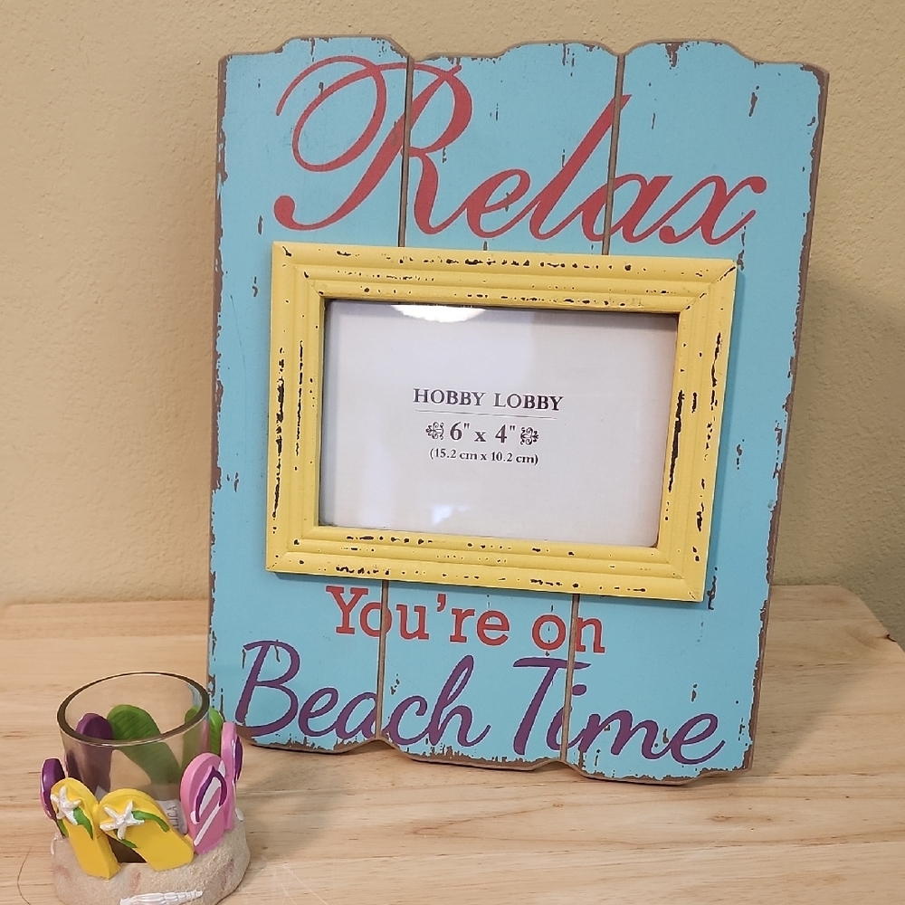 Beach Themed Hobby Lobby Picture Frame and Yankee Candle Votive Holder